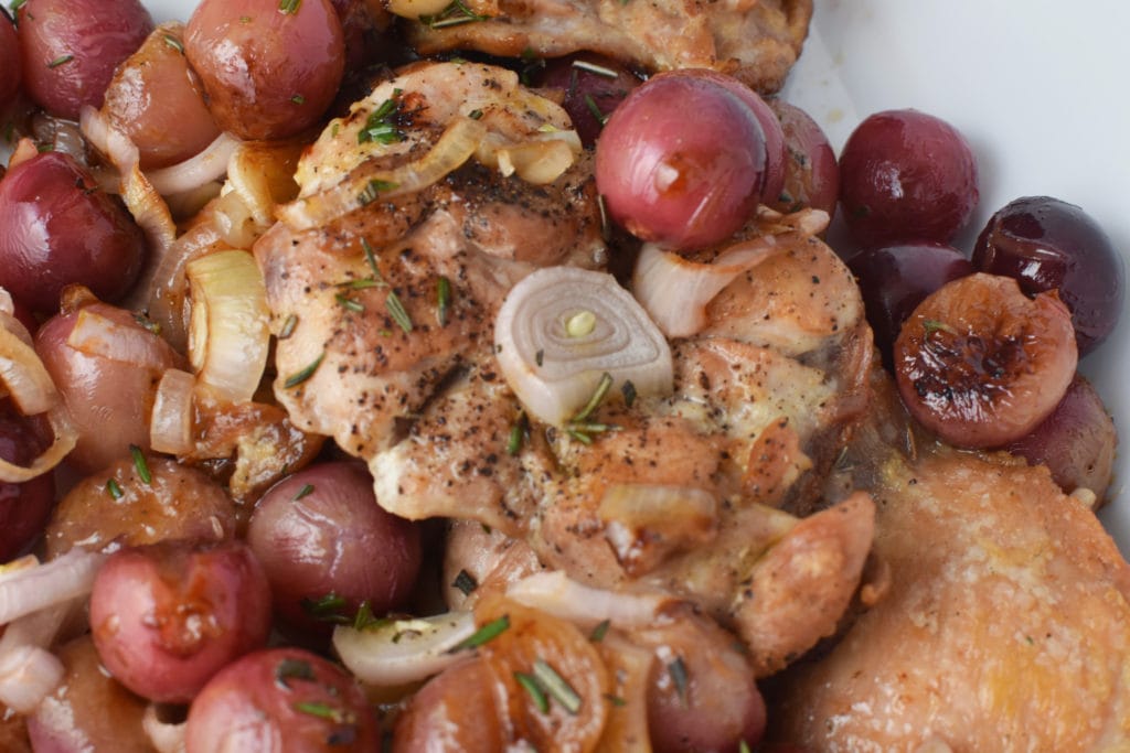 Harvest Roast Chicken with Grapes and Rosemary