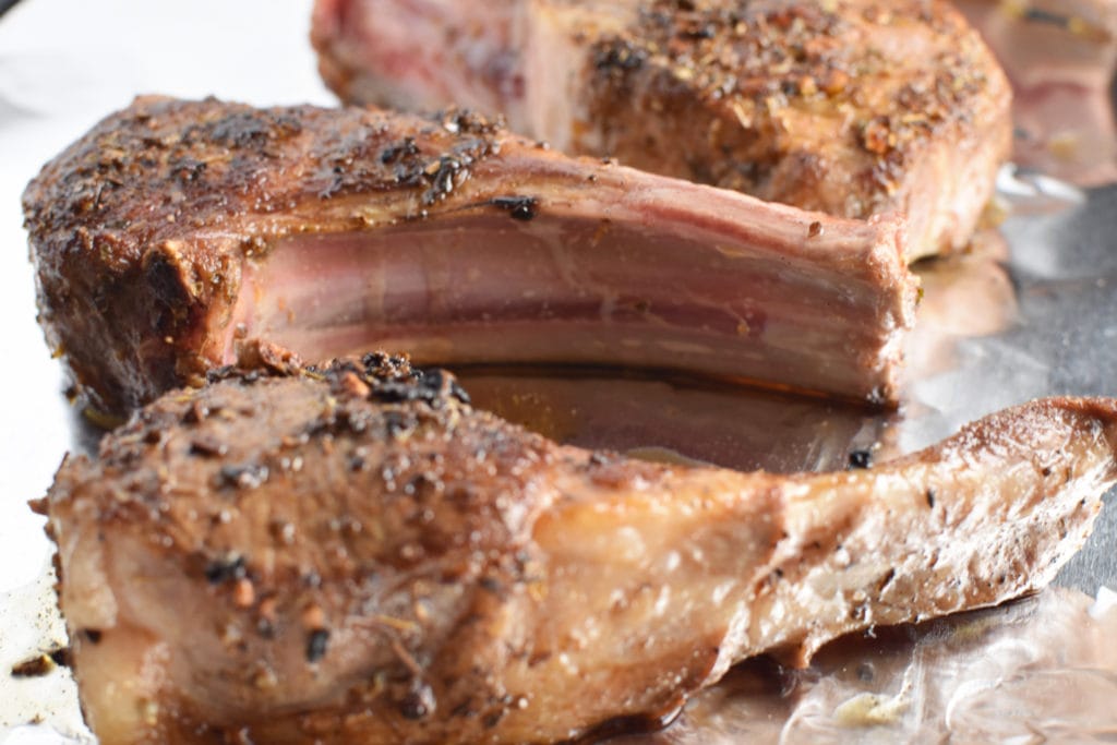 Lamb chops before being roasted