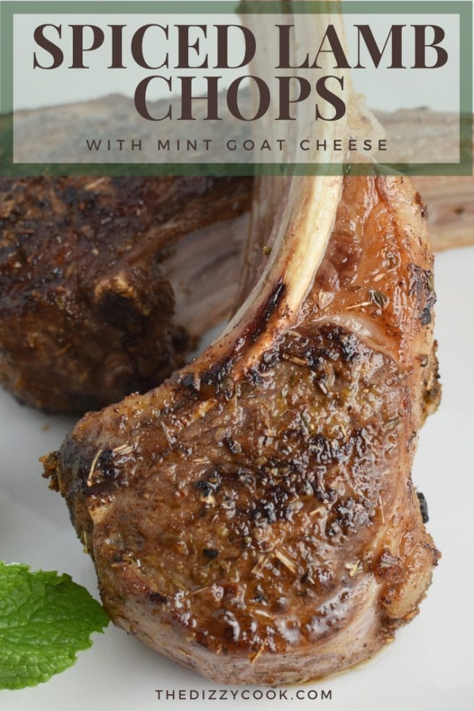 Roasted lamb chops with mint goat cheese