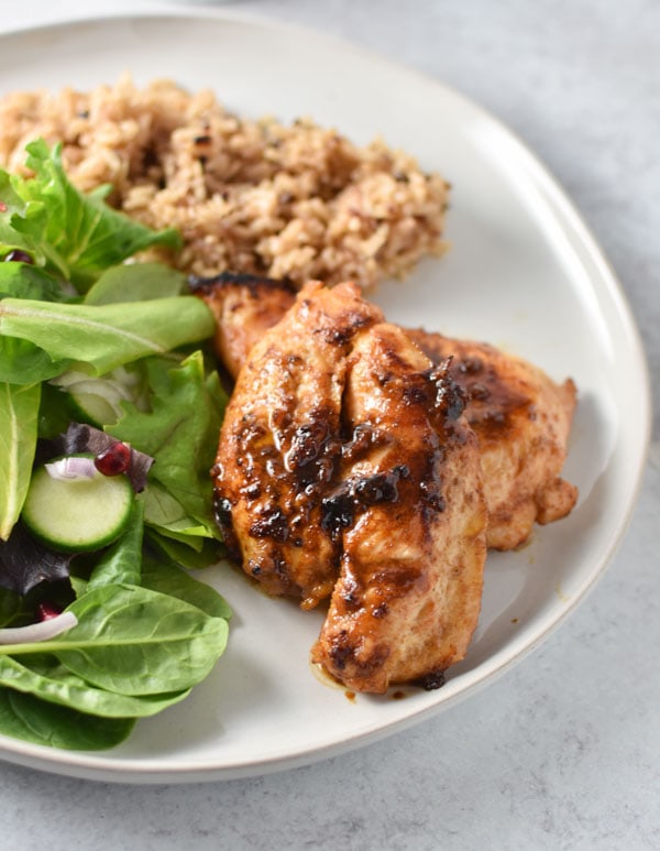 Close up of honey garlic chicken breast