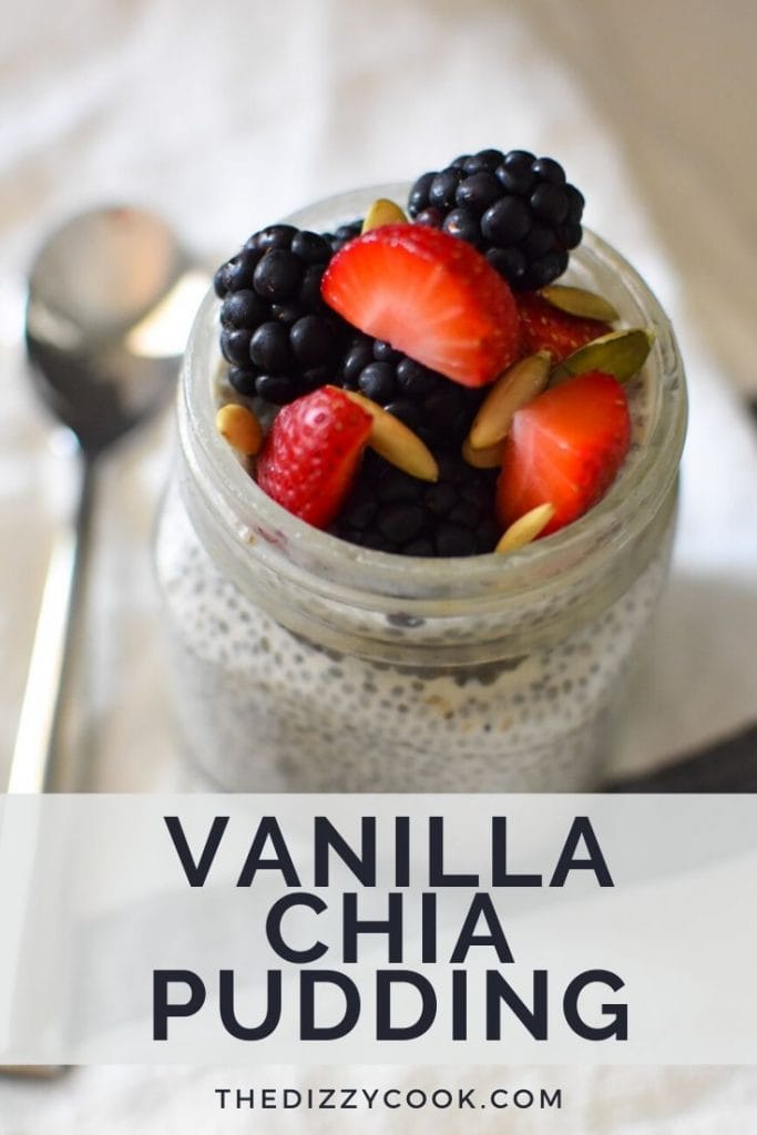 Chia pudding in a mason jar with berries on top