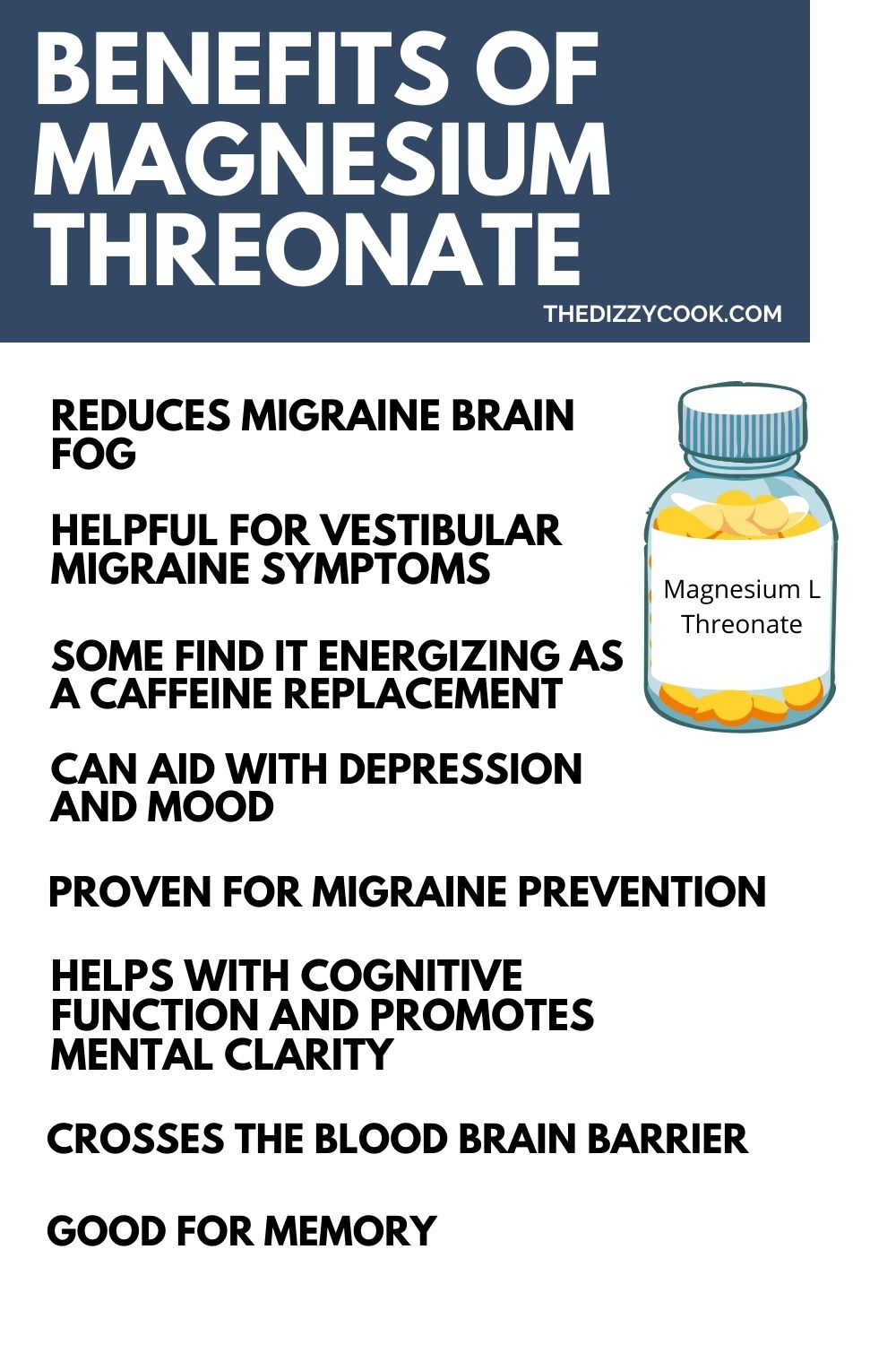 An infographic listing the benefits of magnesium threonate