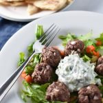 A 5 day meal plan for the Heal Your Headache diet for migraine management. These greek meatballs are made with a faux tzatziki sauce without yogurt. #migraine #healyourheadache #mealplan