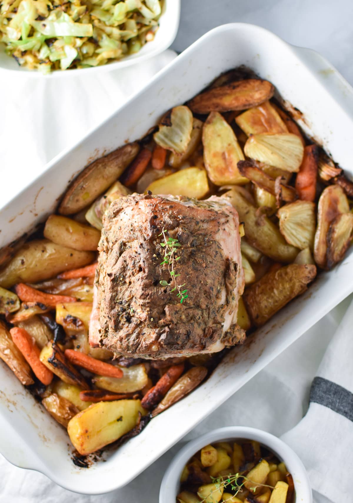 Herb Crusted Pork Loin with Roasted Vegetables | The Dizzy Cook