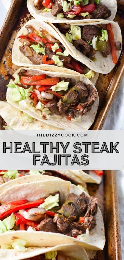 Flank steak fajitas on a sheet pan