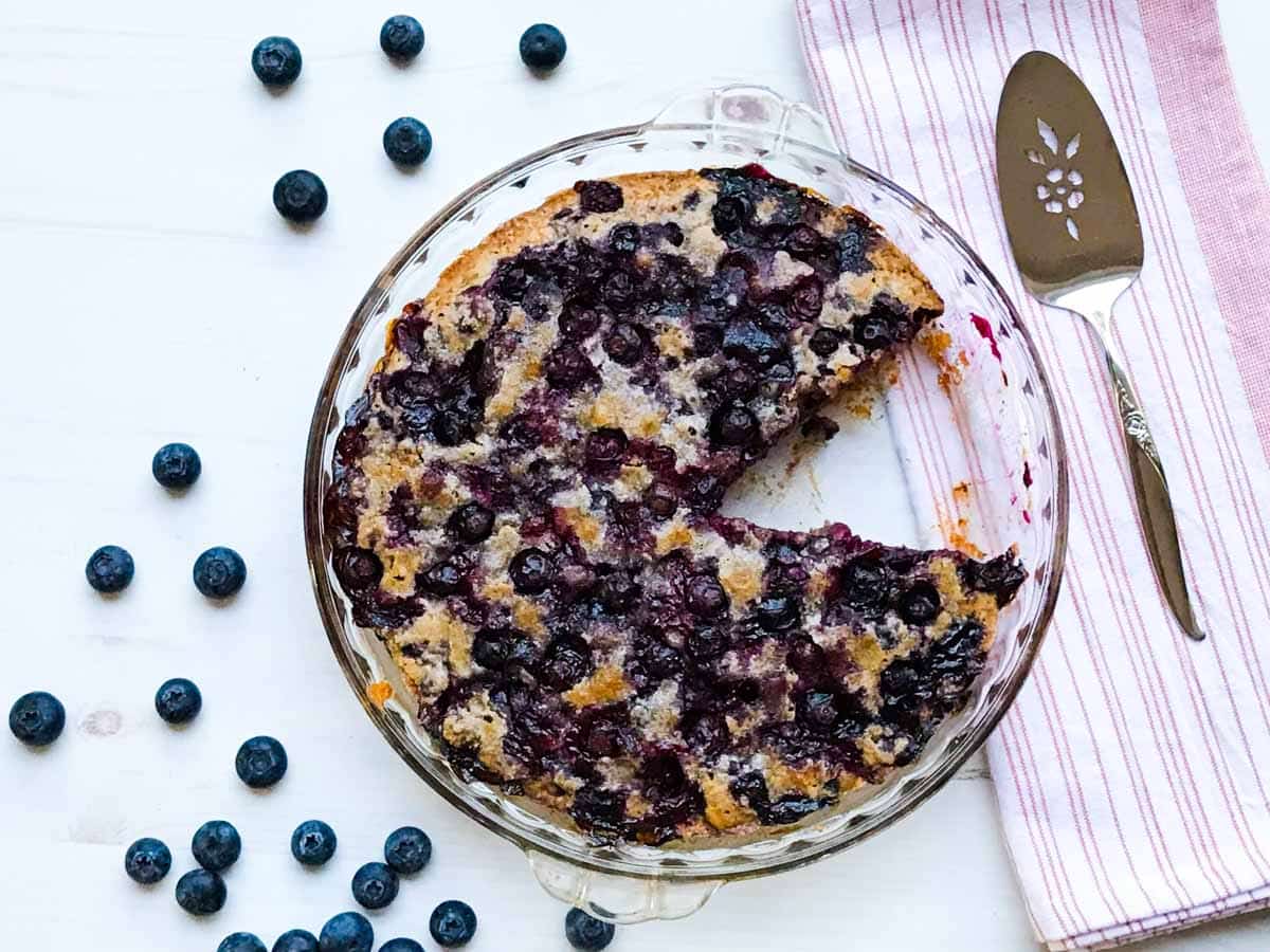 The easiest crustless blueberry pie. No messing with dough! This is a quick dessert for company. 