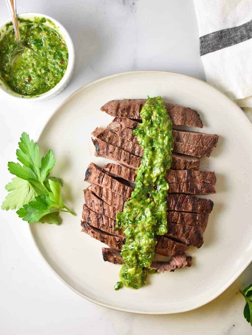 Grilled Flank Steak With Chimichurri Sauce The Dizzy Cook 