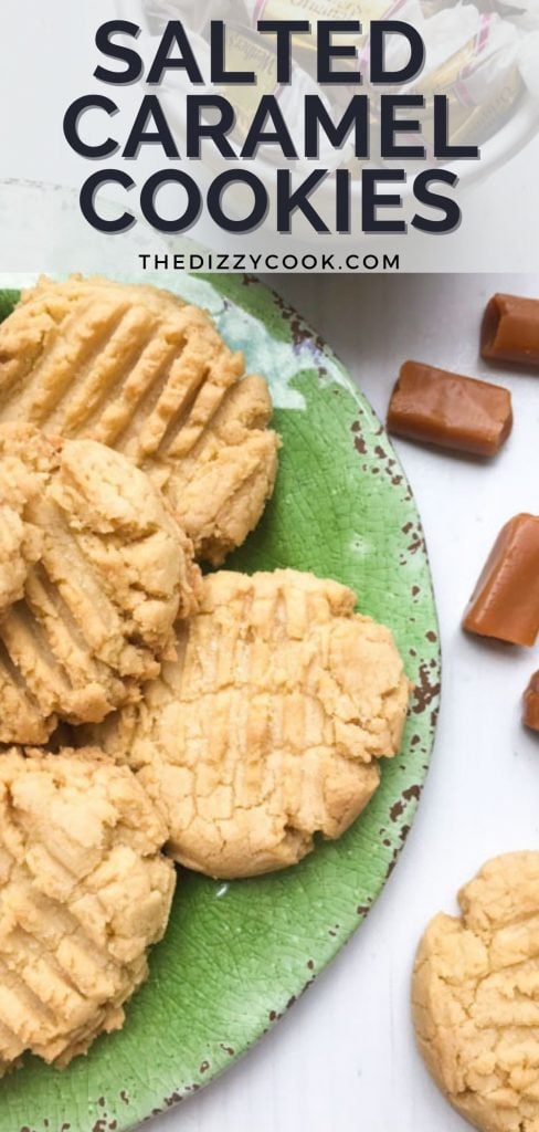 salted caramel cookies on a green plate