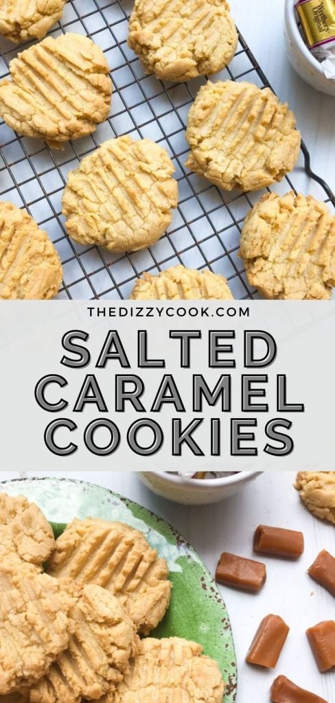 Salted caramel cookies on a baking sheet
