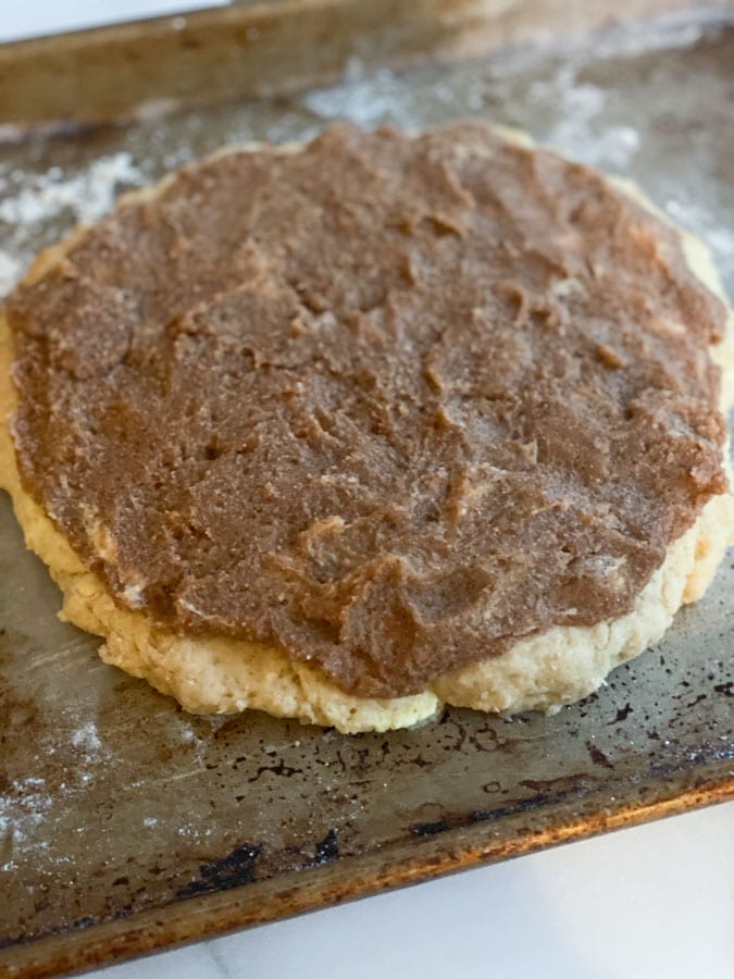 cinnamon oat scone dough on a baking sheet