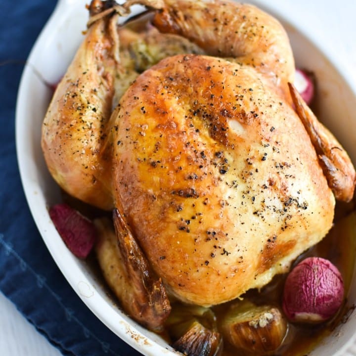 Simple Whole Roasted Chicken - The Dizzy Cook