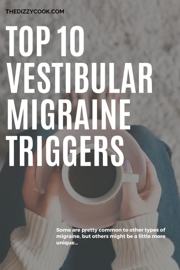A person holding a cup of coffee for a graphic on vestibular migraine triggers