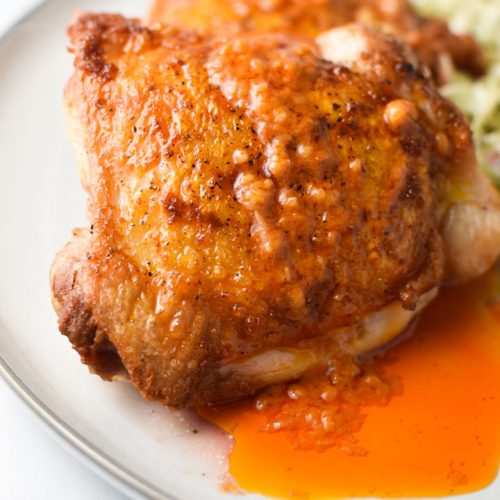 Crispy Buffalo Chicken Thighs The Dizzy Cook