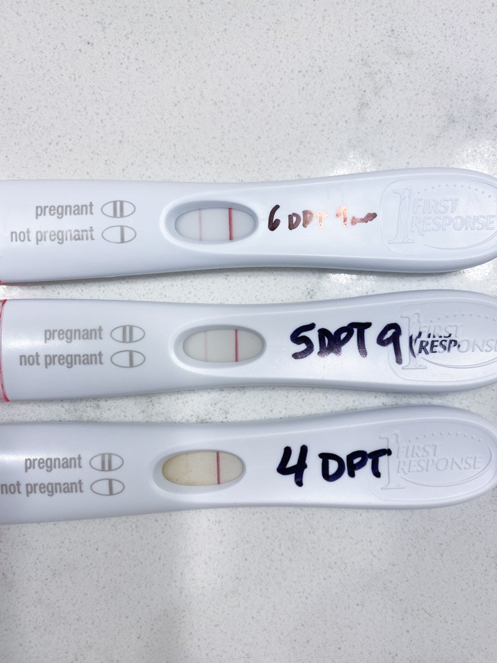 Three positive pregnancy tests after an IVF frozen embryo transfer (FET)