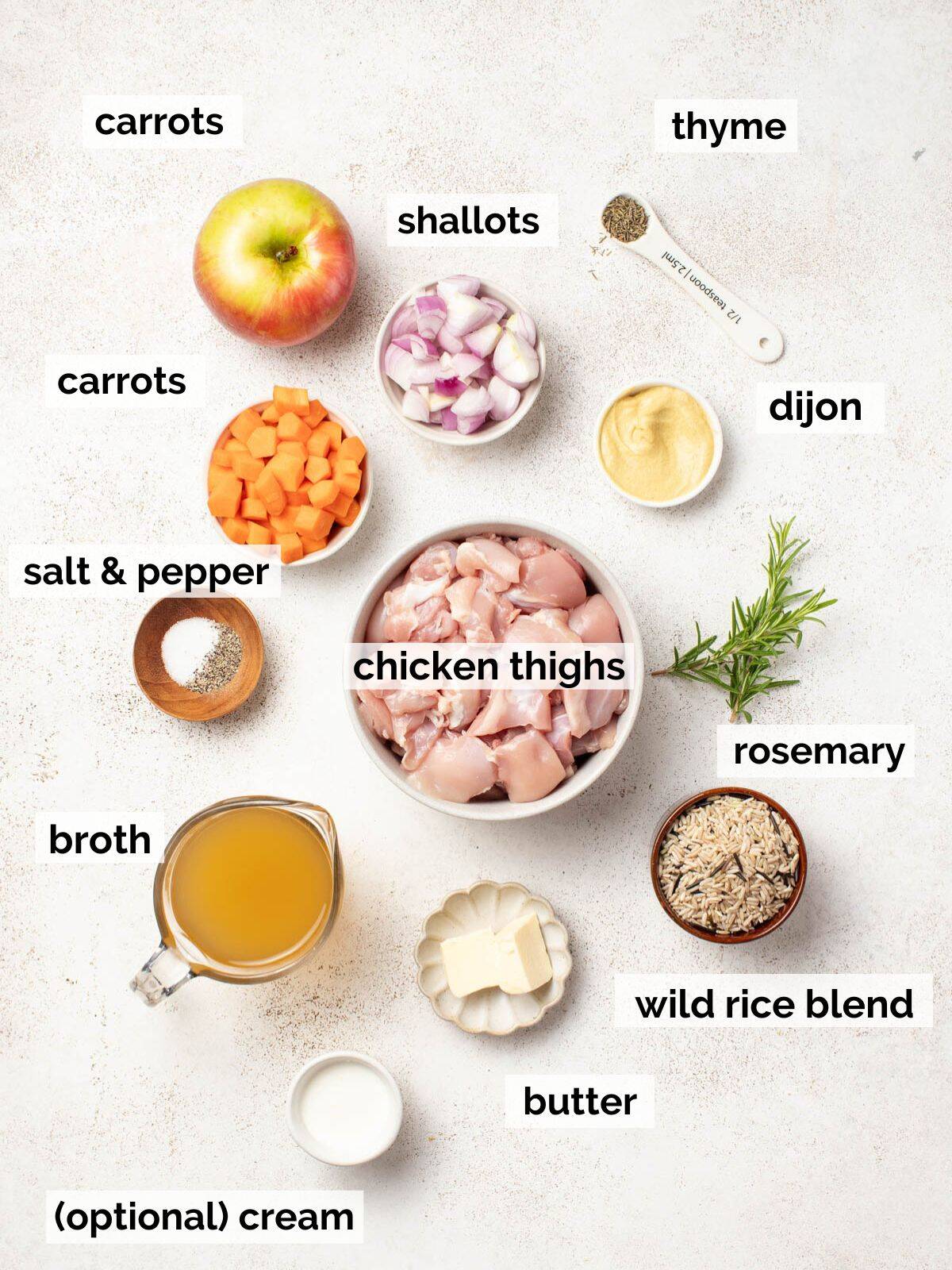Ingredients for chicken and wild rice skillet.