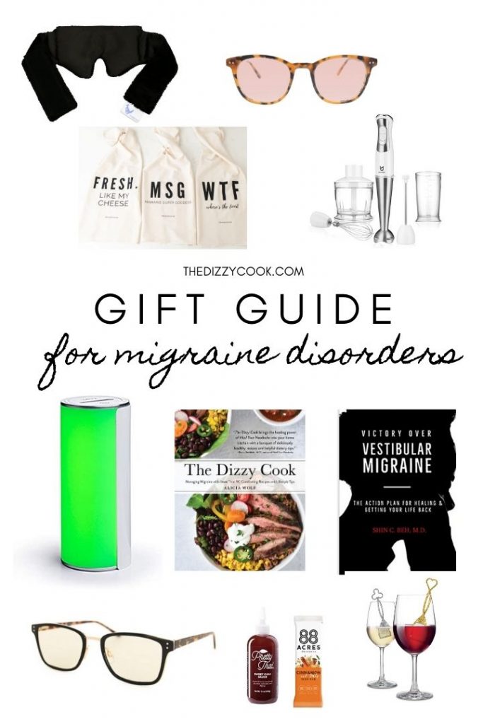 Gift guide with pics of what is helpful for migraine and vertigo attacks