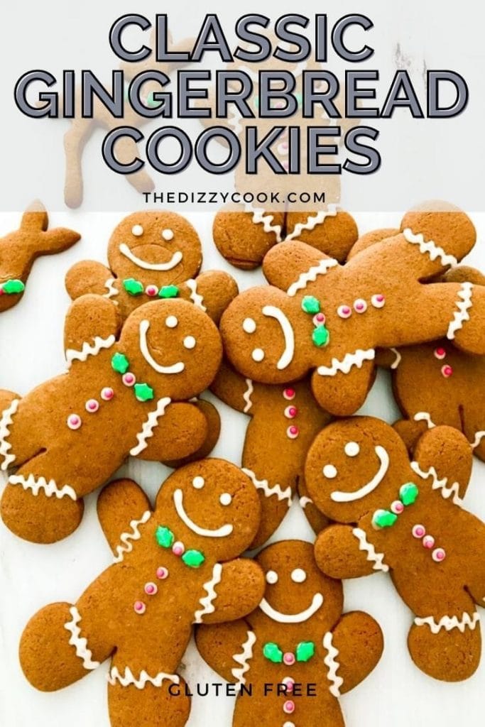 Classic gingerbread cookies decorated with icing