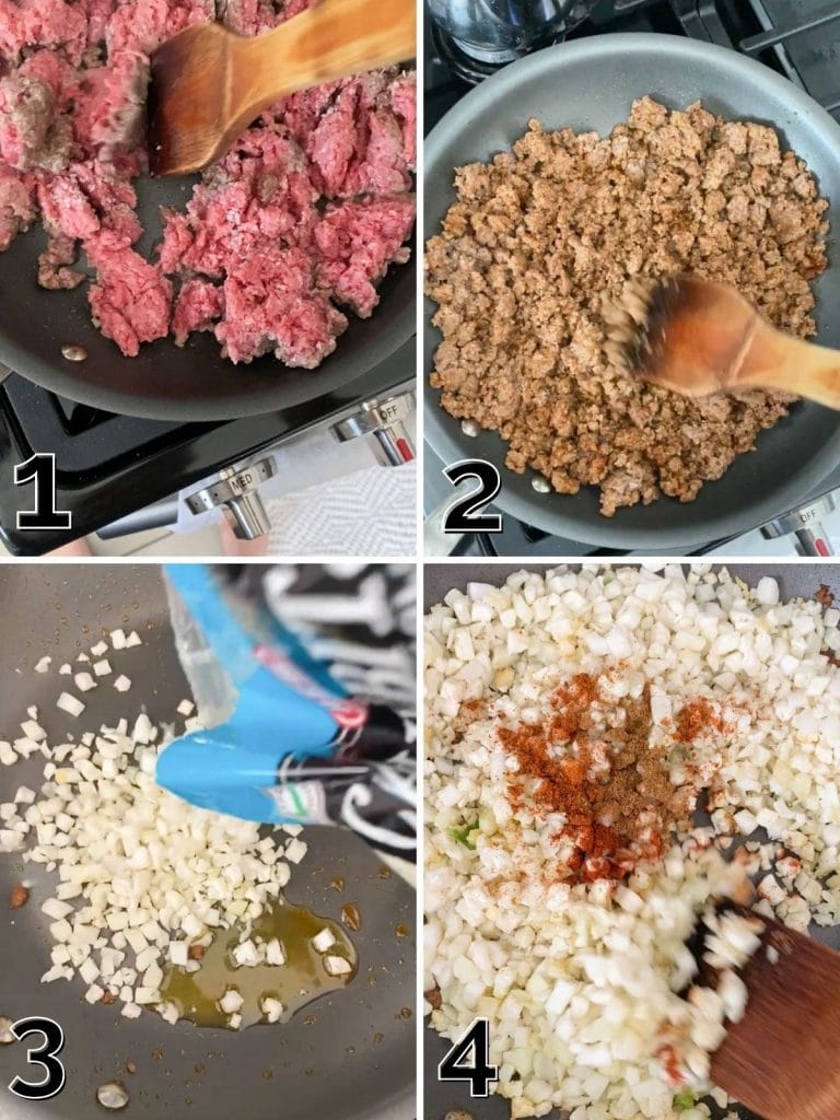 A how to on cooking beef and cauliflower rice with step by step photos