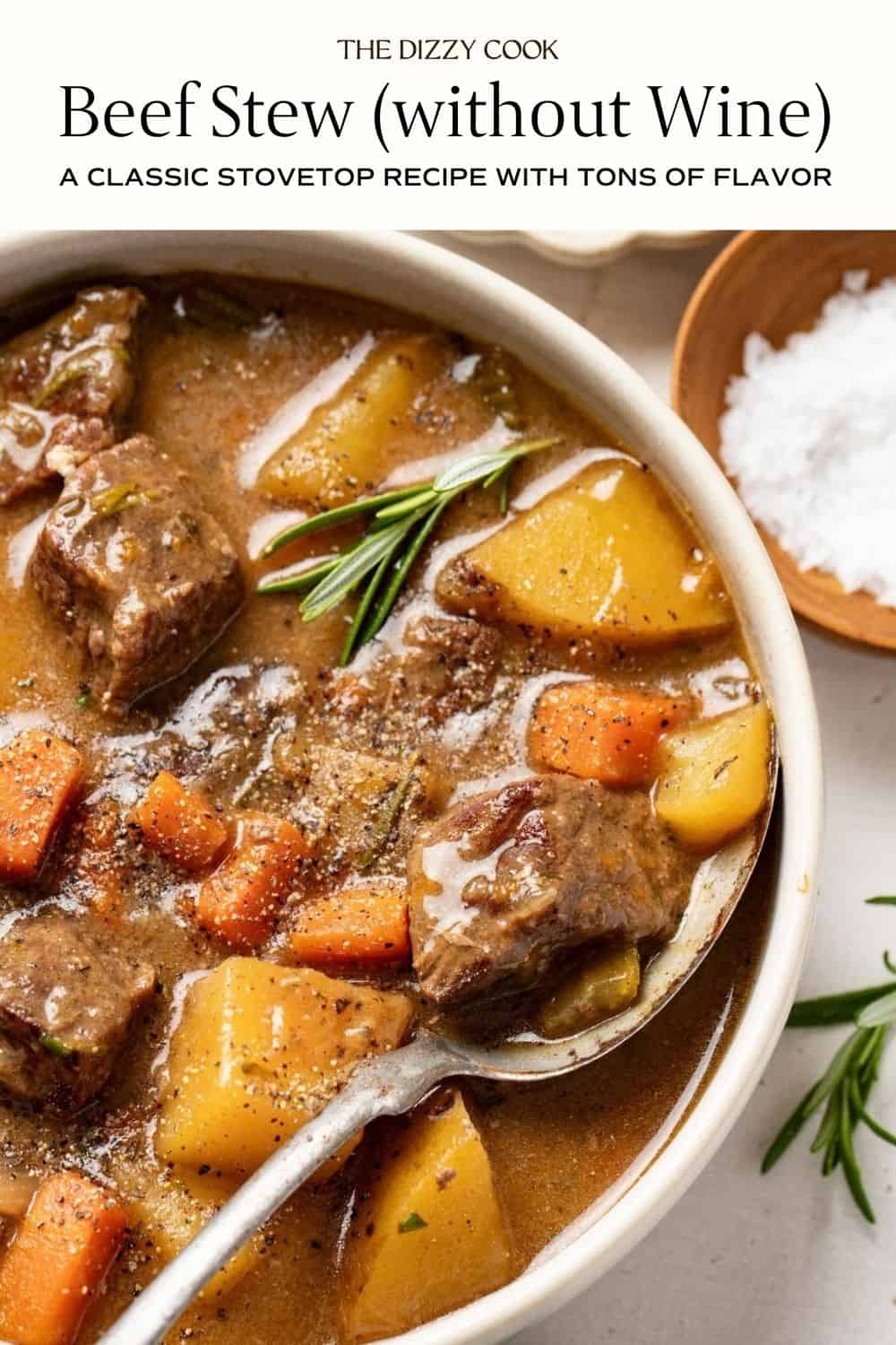 A beef stew without wine in a bowl.