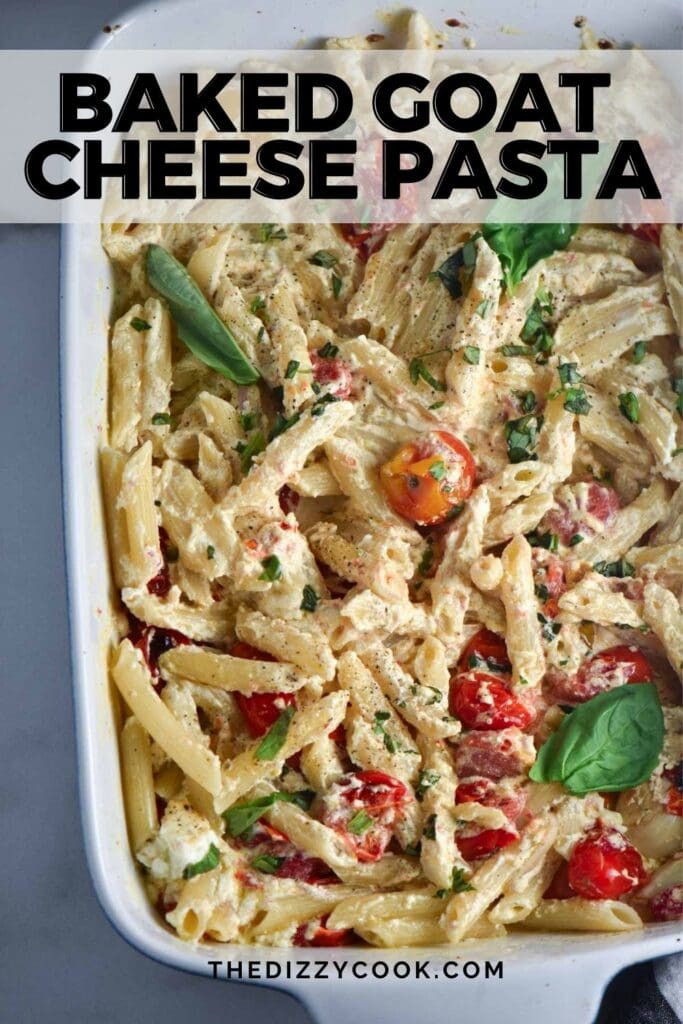 Penne covered in a creamy goat cheese sauce and mixed with tomatoes.