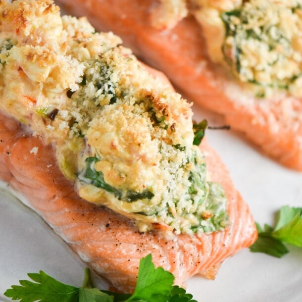 Shrimp Stuffed Salmon - The Dizzy Cook