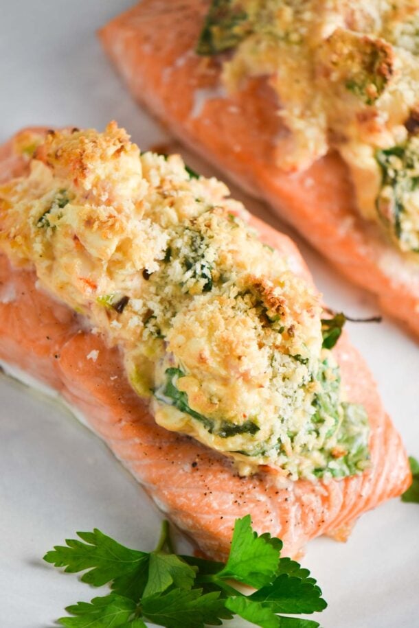 Shrimp Stuffed Salmon - The Dizzy Cook