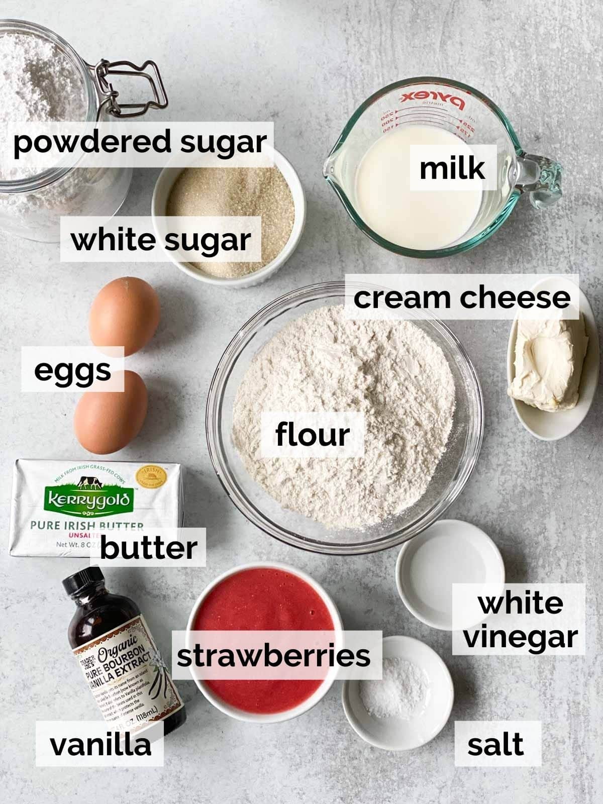 Ingredients for cupcakes and frosting. 