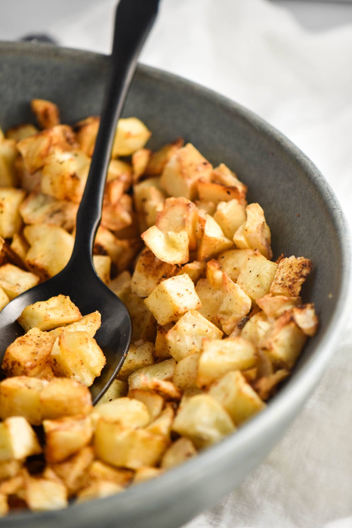 Southern style air fried hash browns in a bowl.