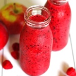 A bright red apple smoothie.