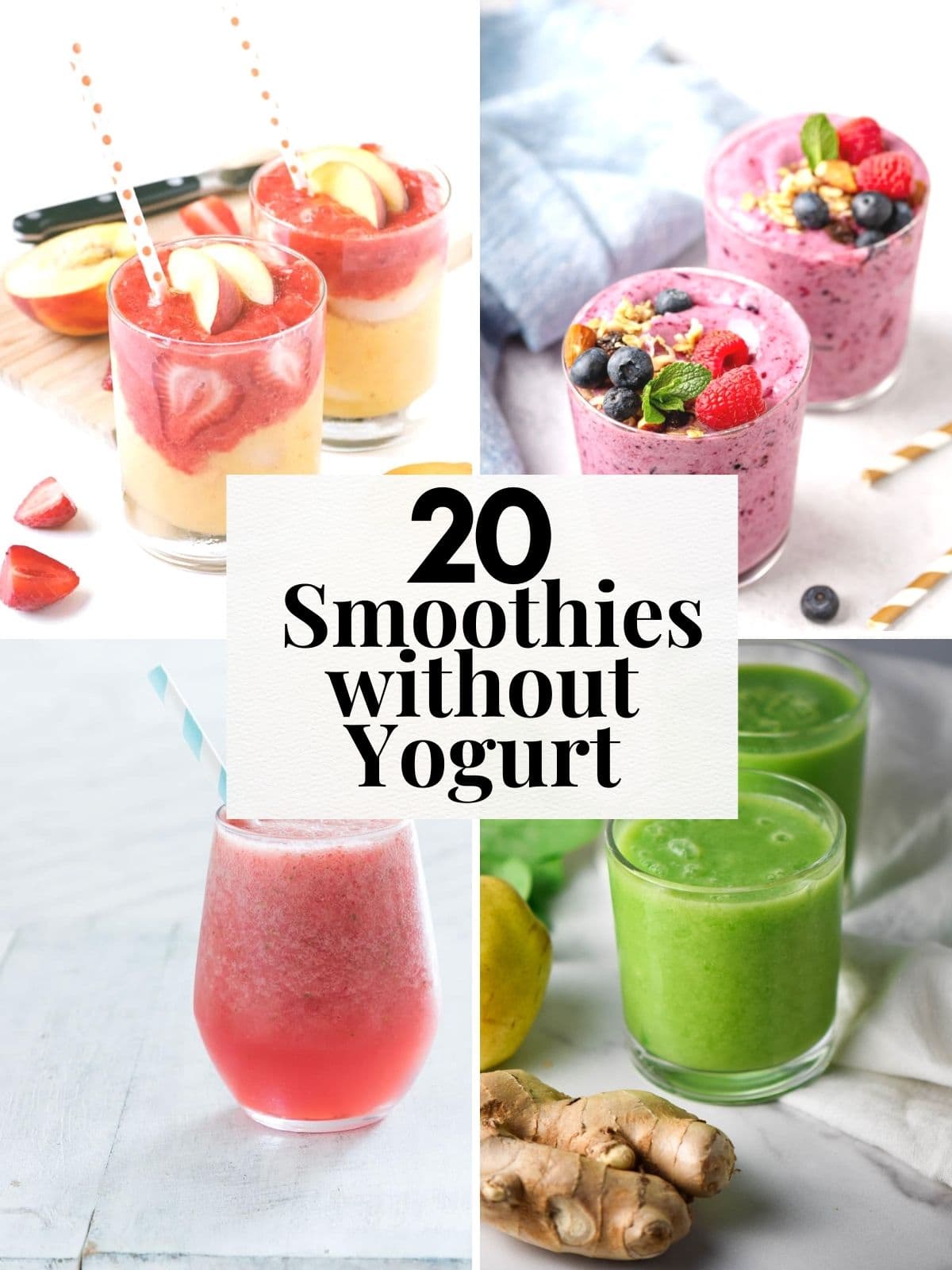 A collage of smoothies without yogurt.