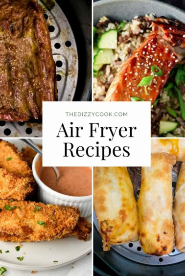 A collage of recipes made with an instant pot air fryer lid.