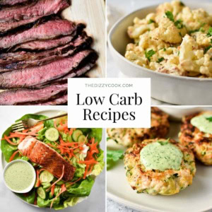 A collage of low carb recipes.