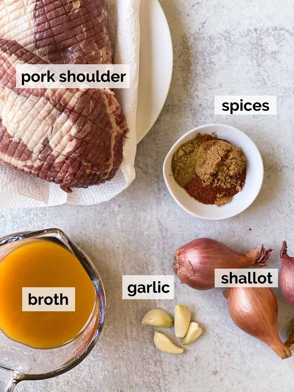 Ingredients for crock pot pork shoulder.