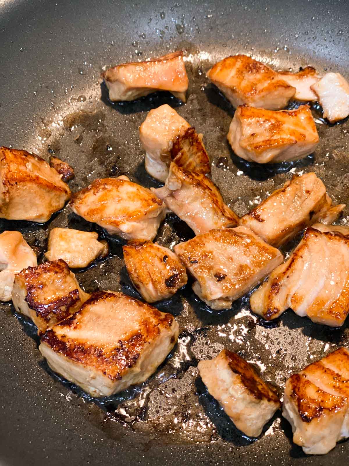 Pan seared salmon showing caramelization.