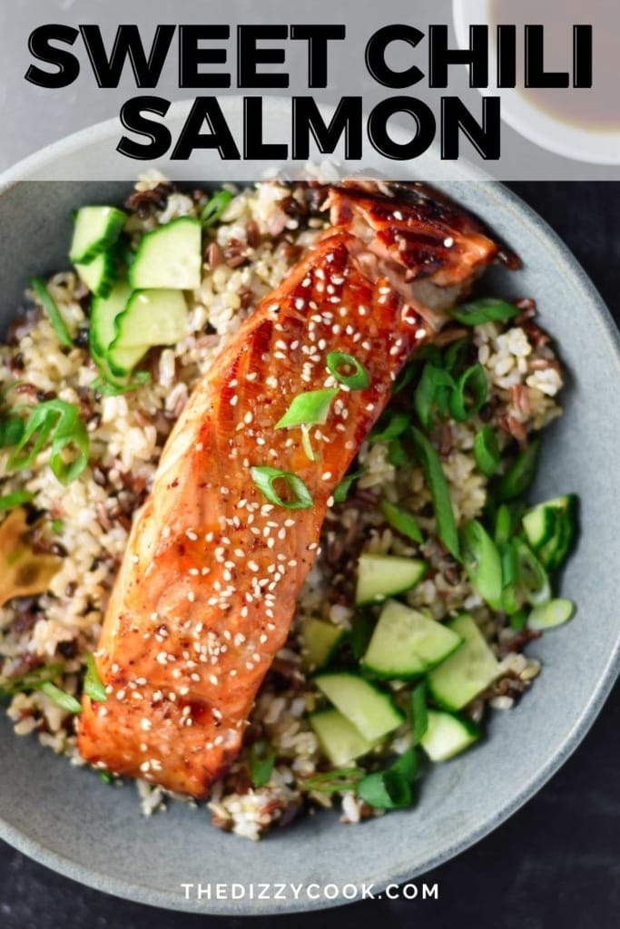 Sweet chili salmon in a bowl