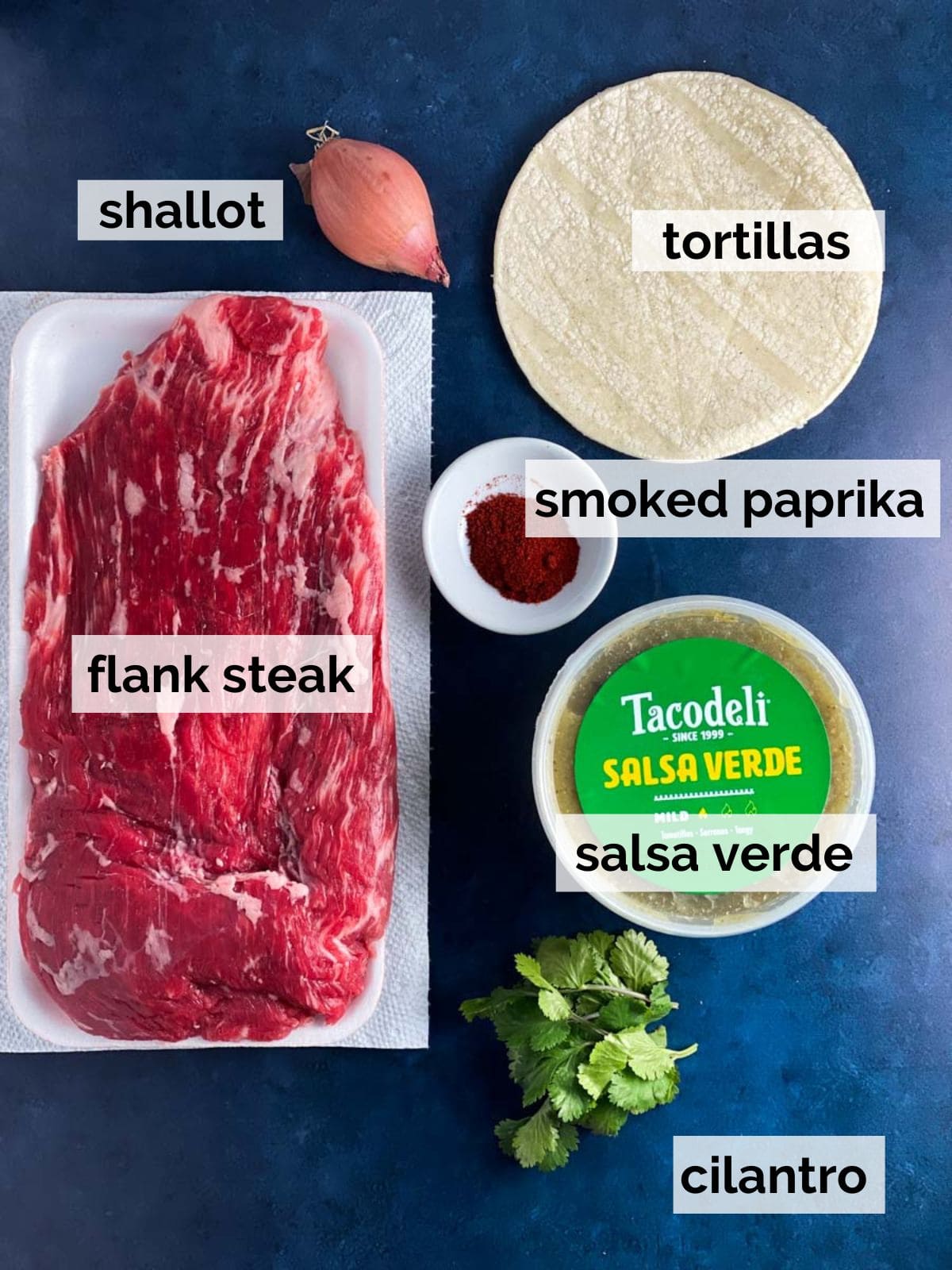 Ingredients for instant pot steak tacos. 