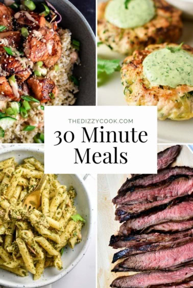 A collage of 30 minute meals.