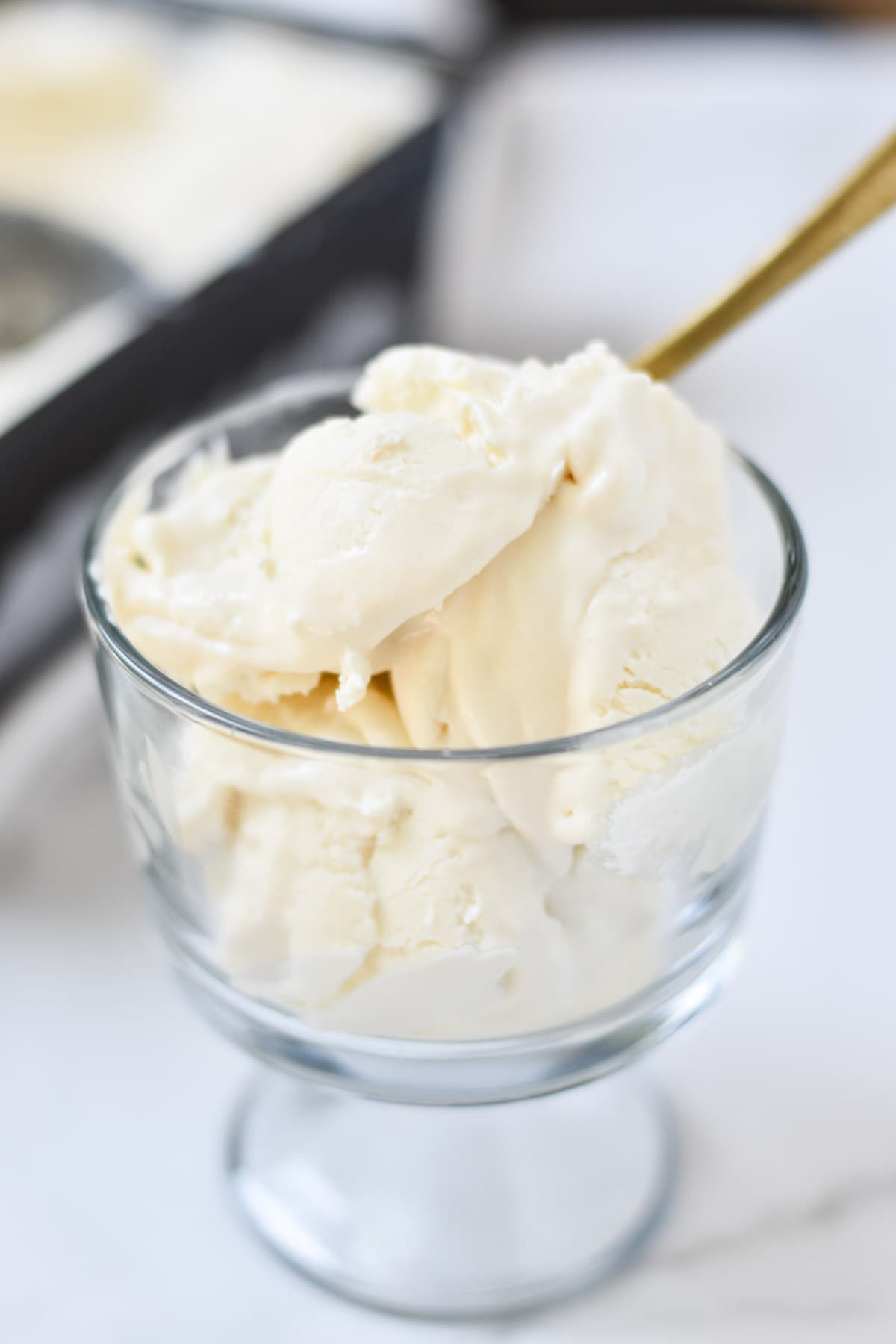 Creamy ice cream with mascarpone in a cup.