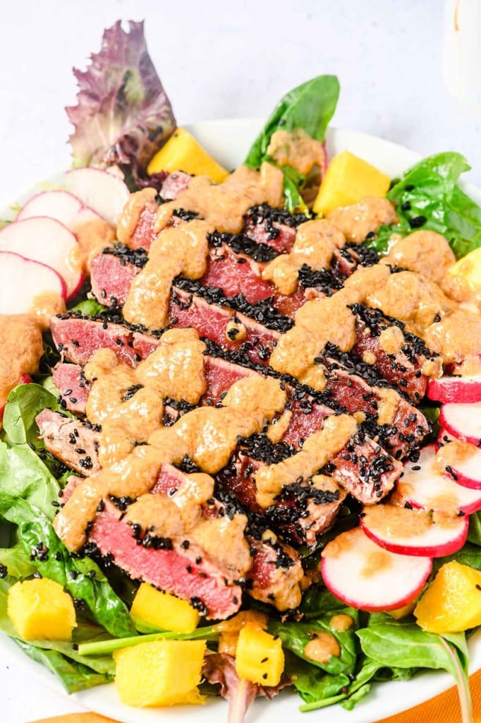 Ahi Tuna Salad with Sesame Dressing - The Dizzy Cook