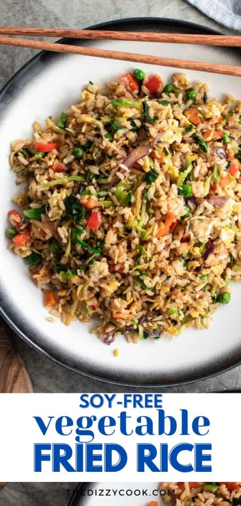 Vegetable fried rice in a bowl.