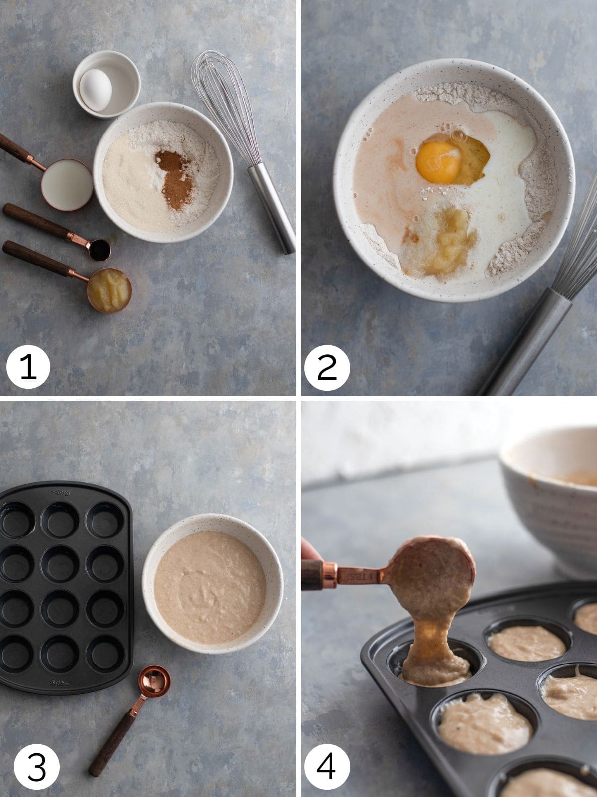 Step by step photos of making baked donut holes.