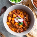 A bowl of beanless chili.