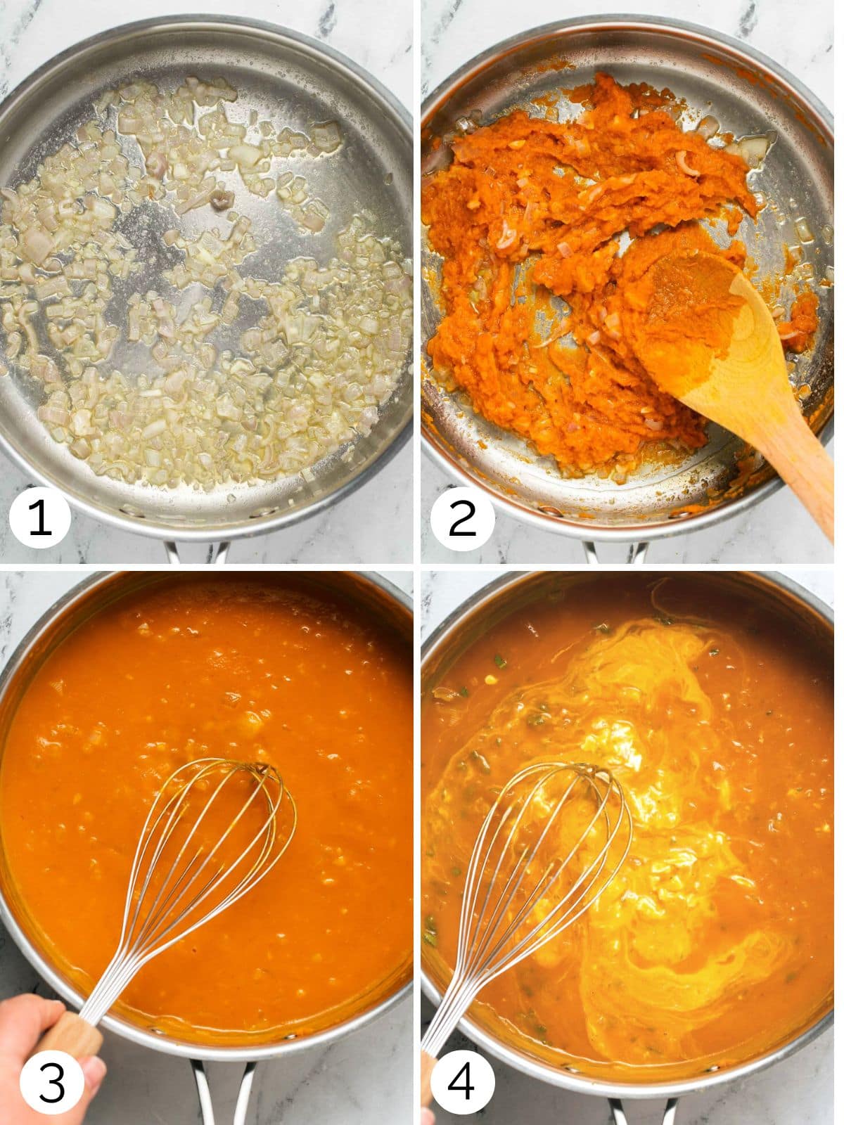 Making a pumpkin sauce in 4 steps.