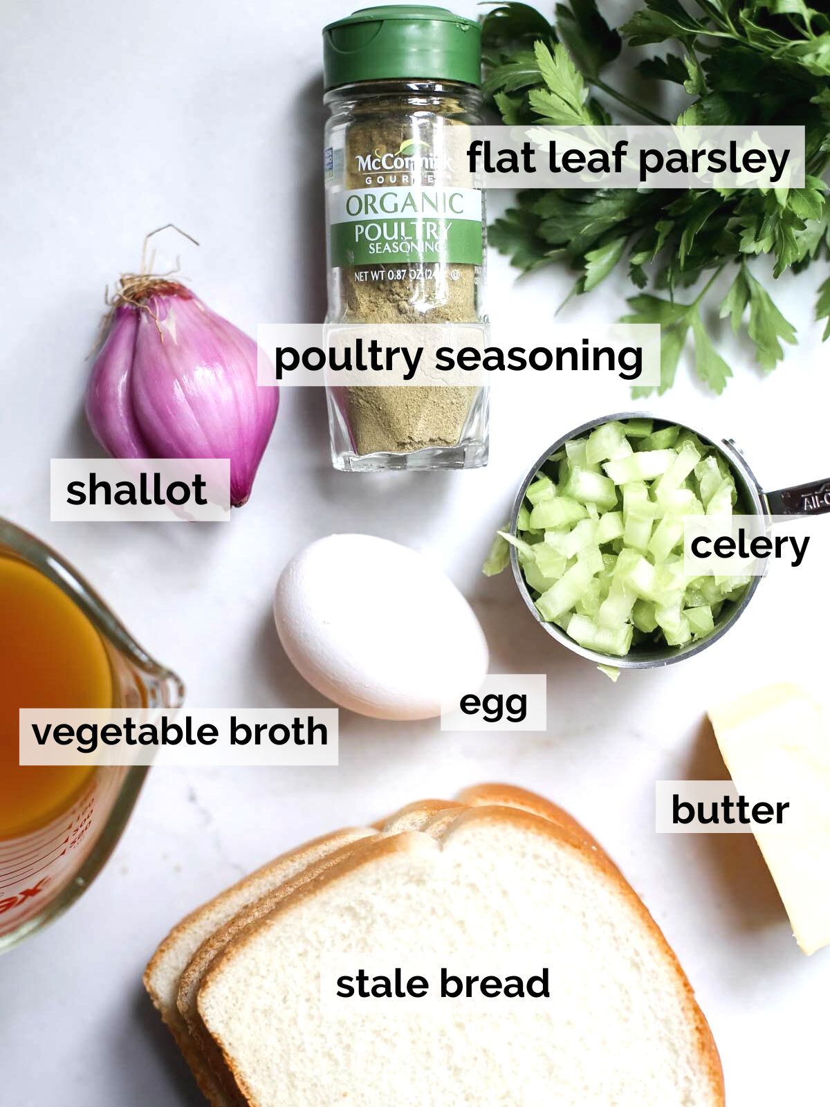 Stuffing ingredients on a table.