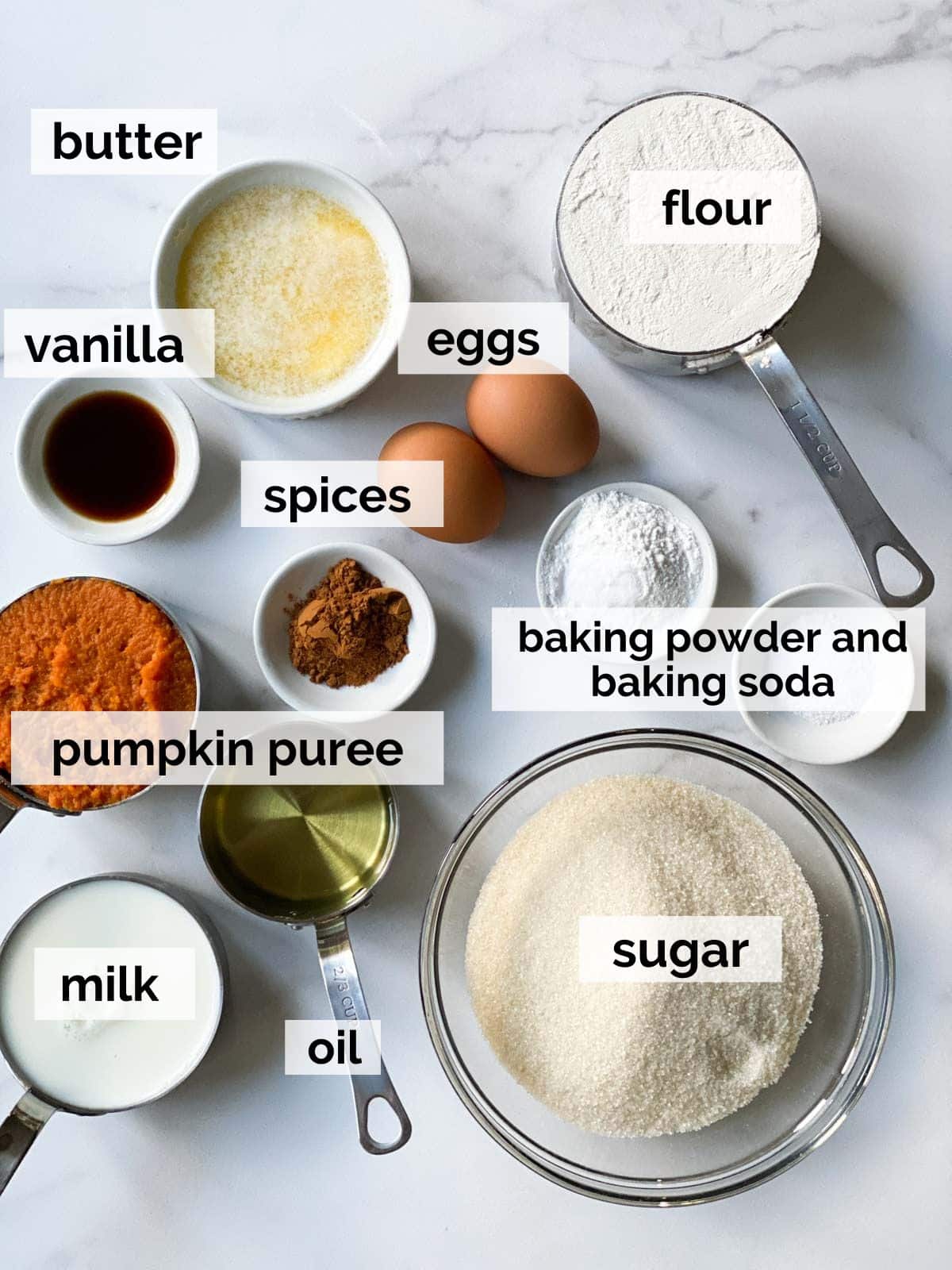 Ingredients for jumbo muffins with pumpkin.