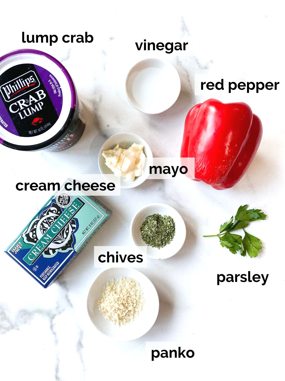 Ingredients for crab dip with cream cheese.