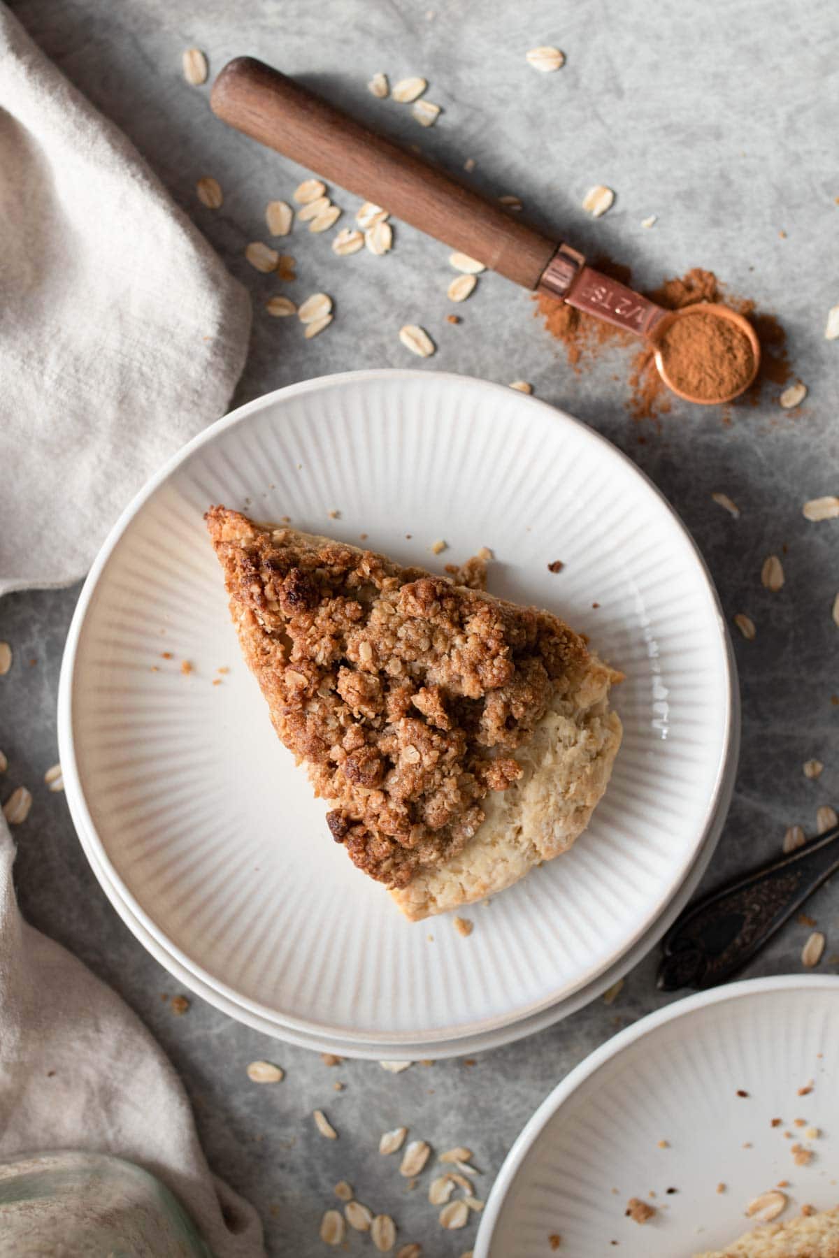 Scones topped with a cinnamon oat crumble.