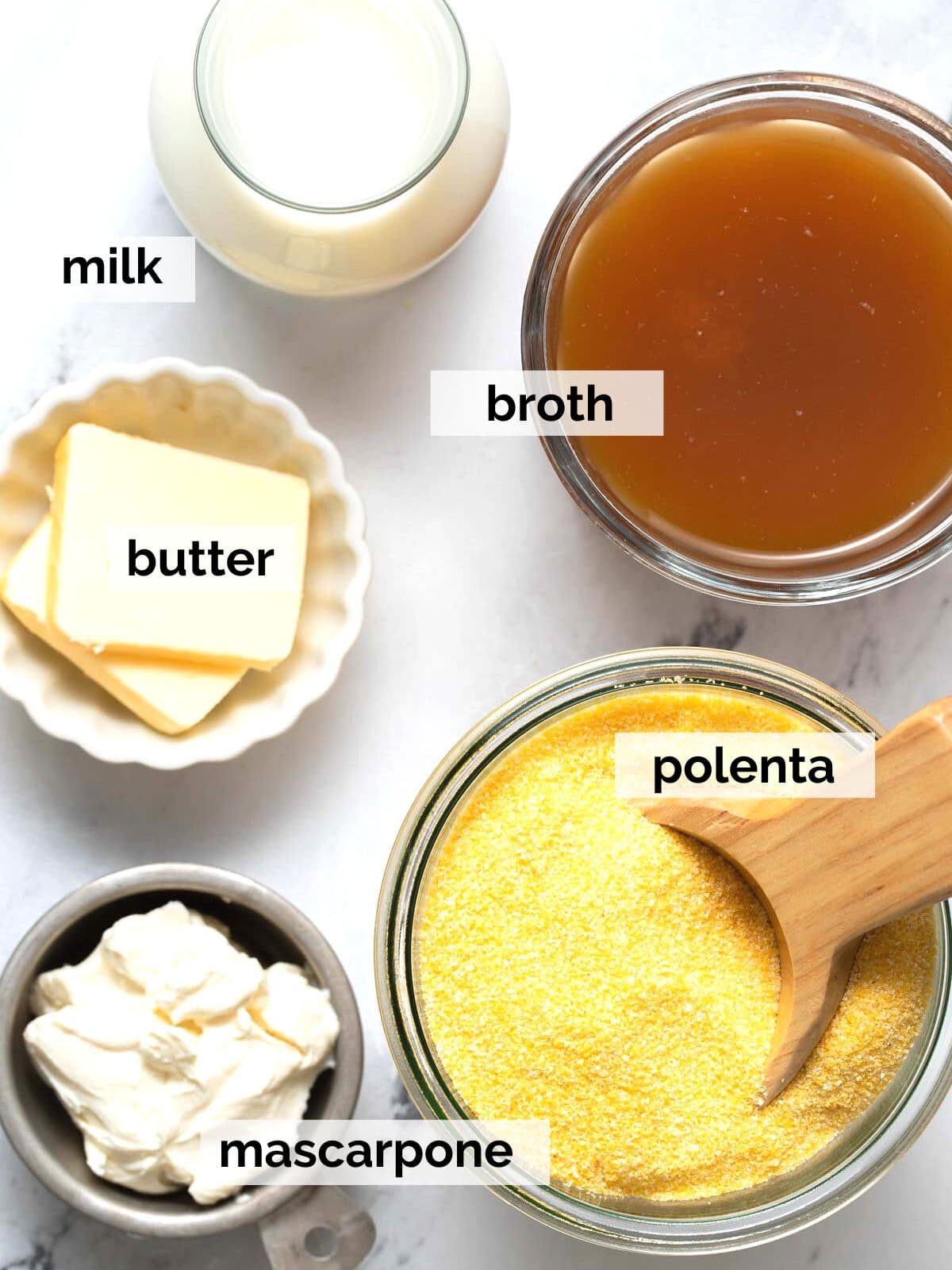 Ingredients for polenta on a table.