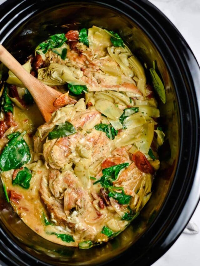 Crockpot Tuscan Chicken - The Dizzy Cook