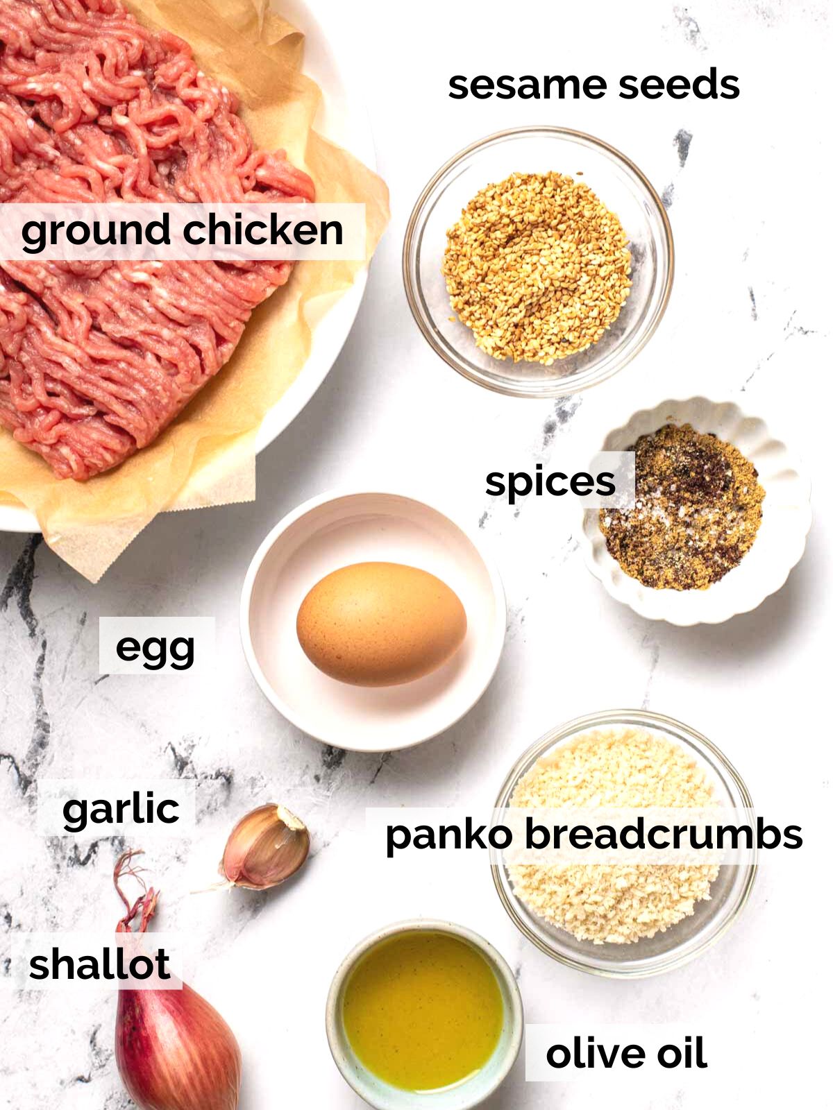 Ingredients for Mediterranean meatballs on a table. 